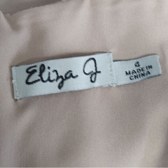 Eliza J One Shoulder Cocktail Dress 4 Jeweled Champagne Gold Party Satin - Picture 8 of 8